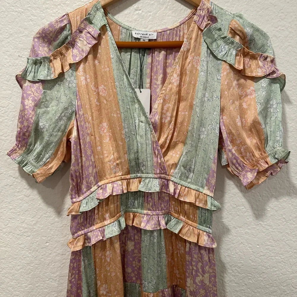 NWT Anthropologie Current Air Pastel Ruffle Maxi Dress